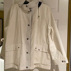 White Raincoat with Navy Features